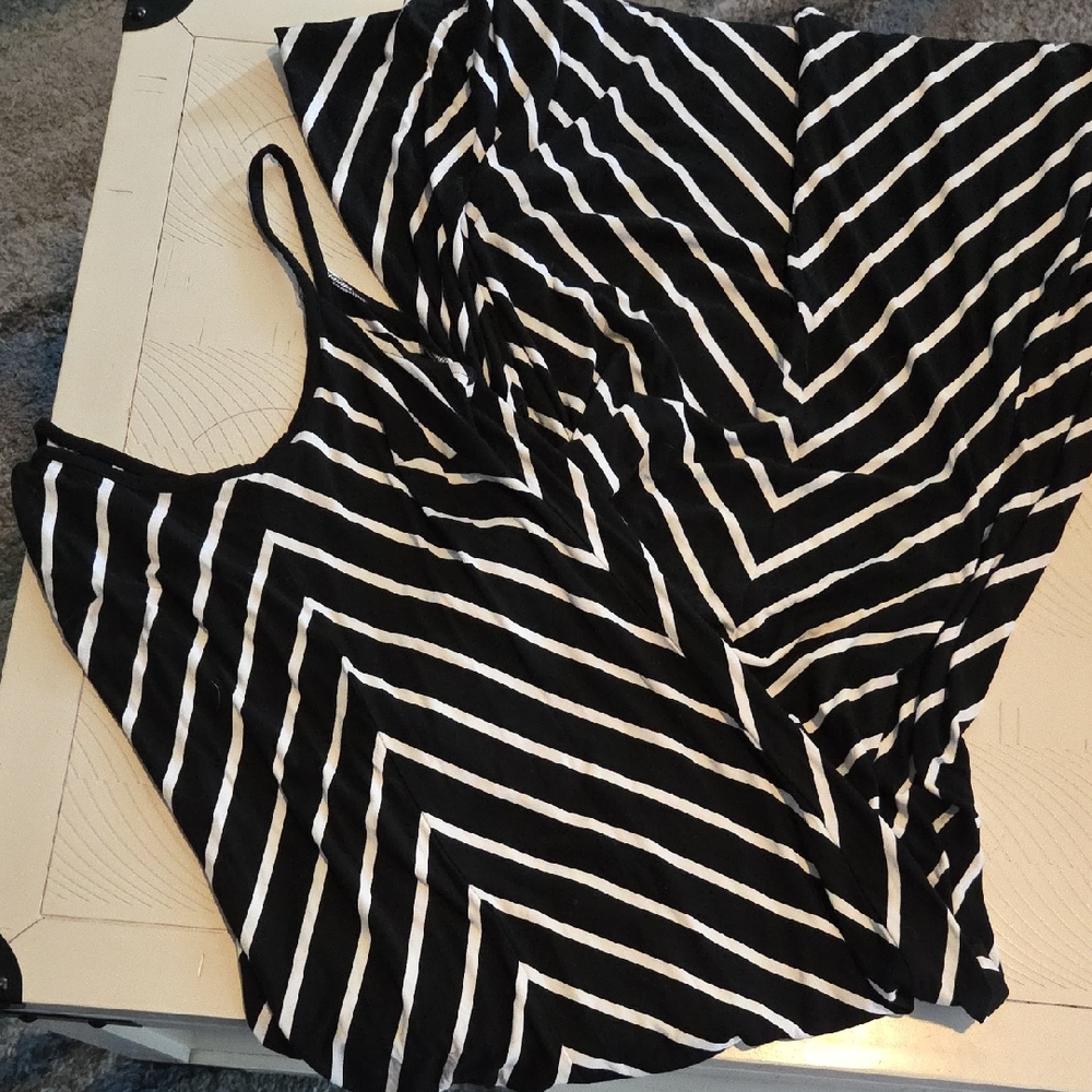 Ann Taylor Black and White Striped Dress
